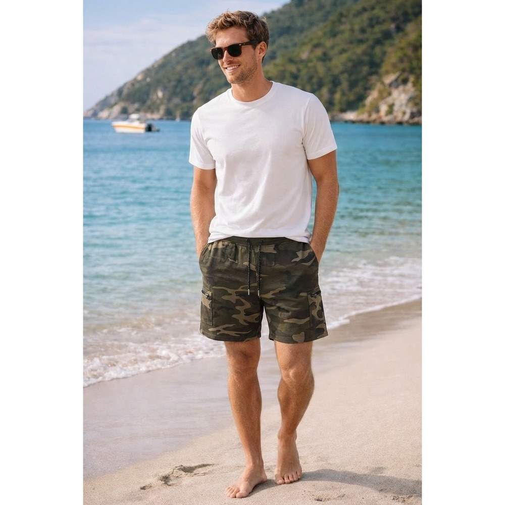 CSG Cargo Shorts Mens Size Medium Green‎ Camo Gorpcore Streetwear Grunge Utility